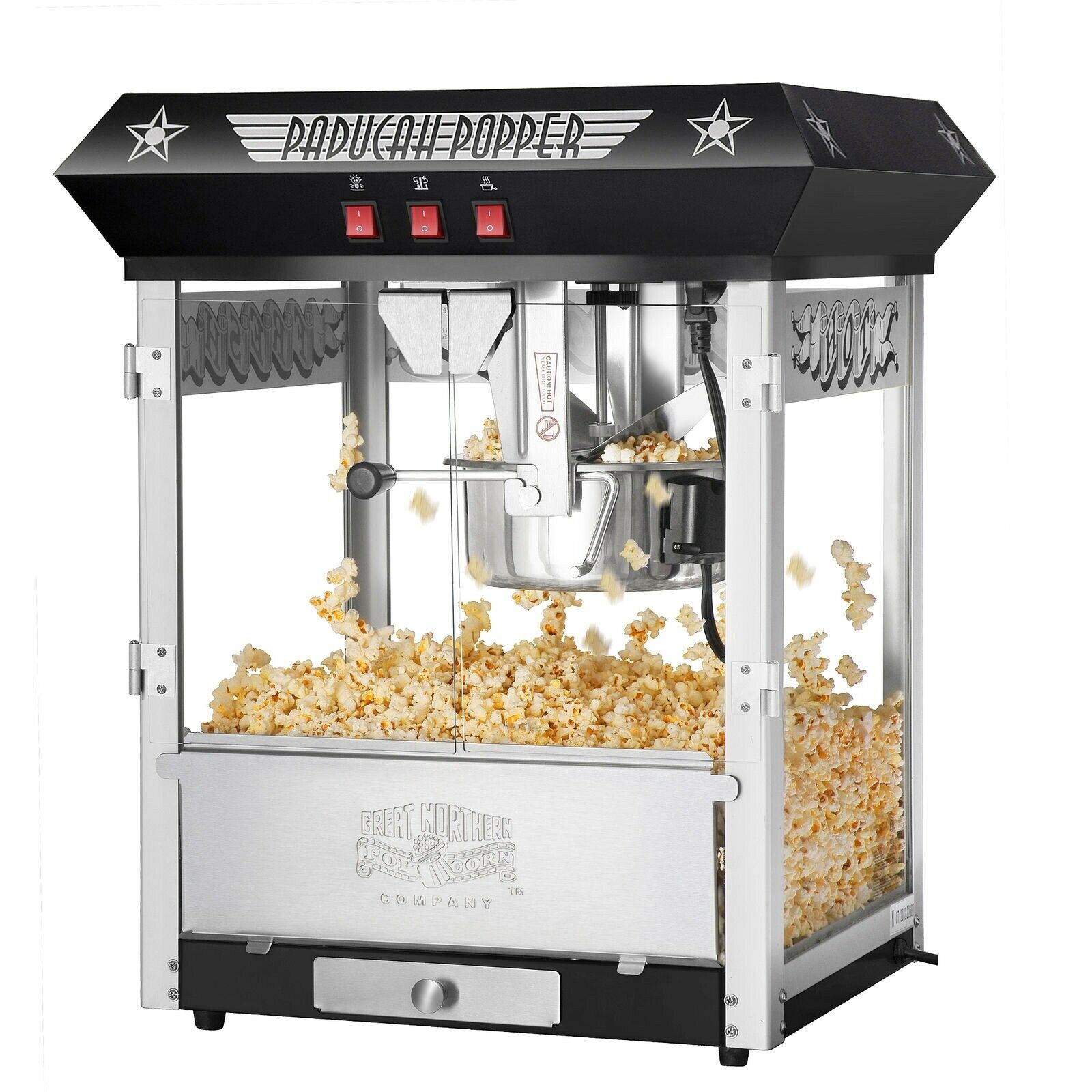 Black Antique Style 8 Ounce Popcorn Popper Machine and Cart Commercial or Home