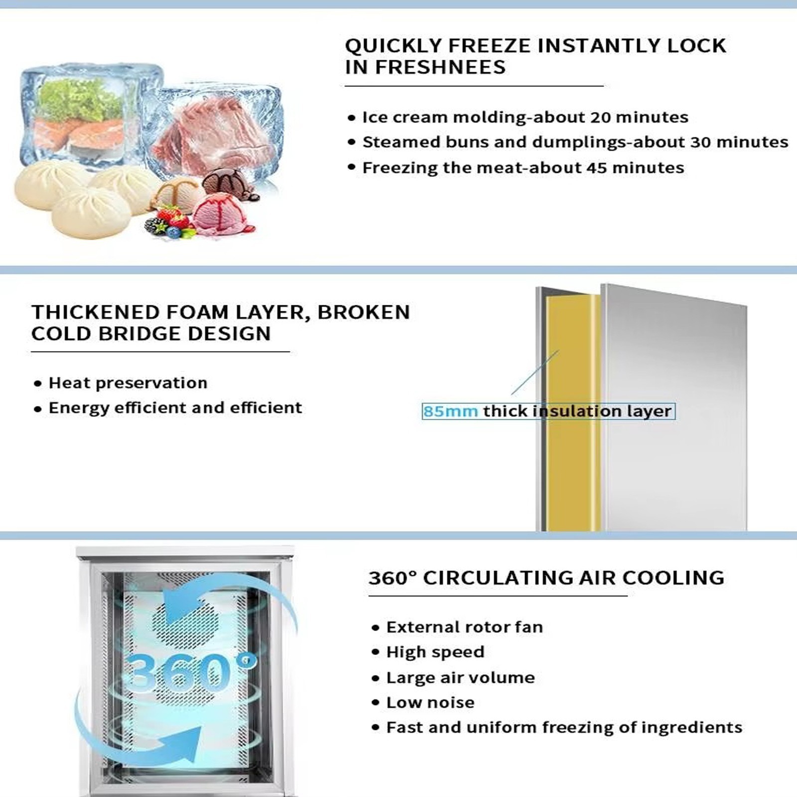 Kolice Commercial Restaurant 10 Trays Blast Chiller, Blast Freezer, Lowest -40°F