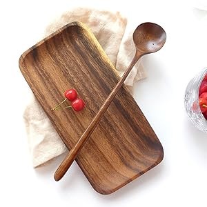 Long Soup Spoons, 1 Pieces Korean Style 11 Inches Natural Wood Long