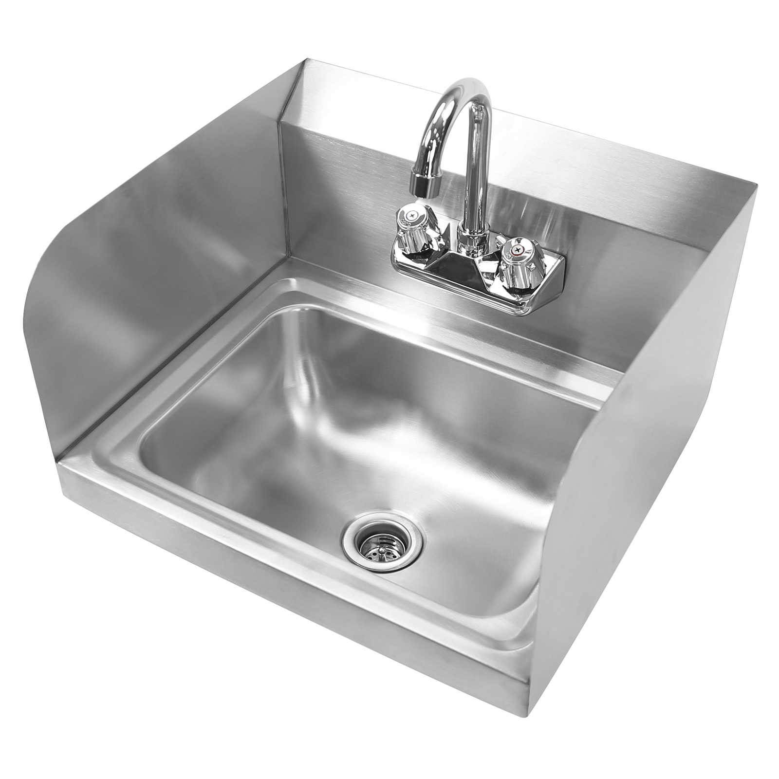Commercial Kitchen Stainless Steel Wall Mount Hand Sink with Side Splashes