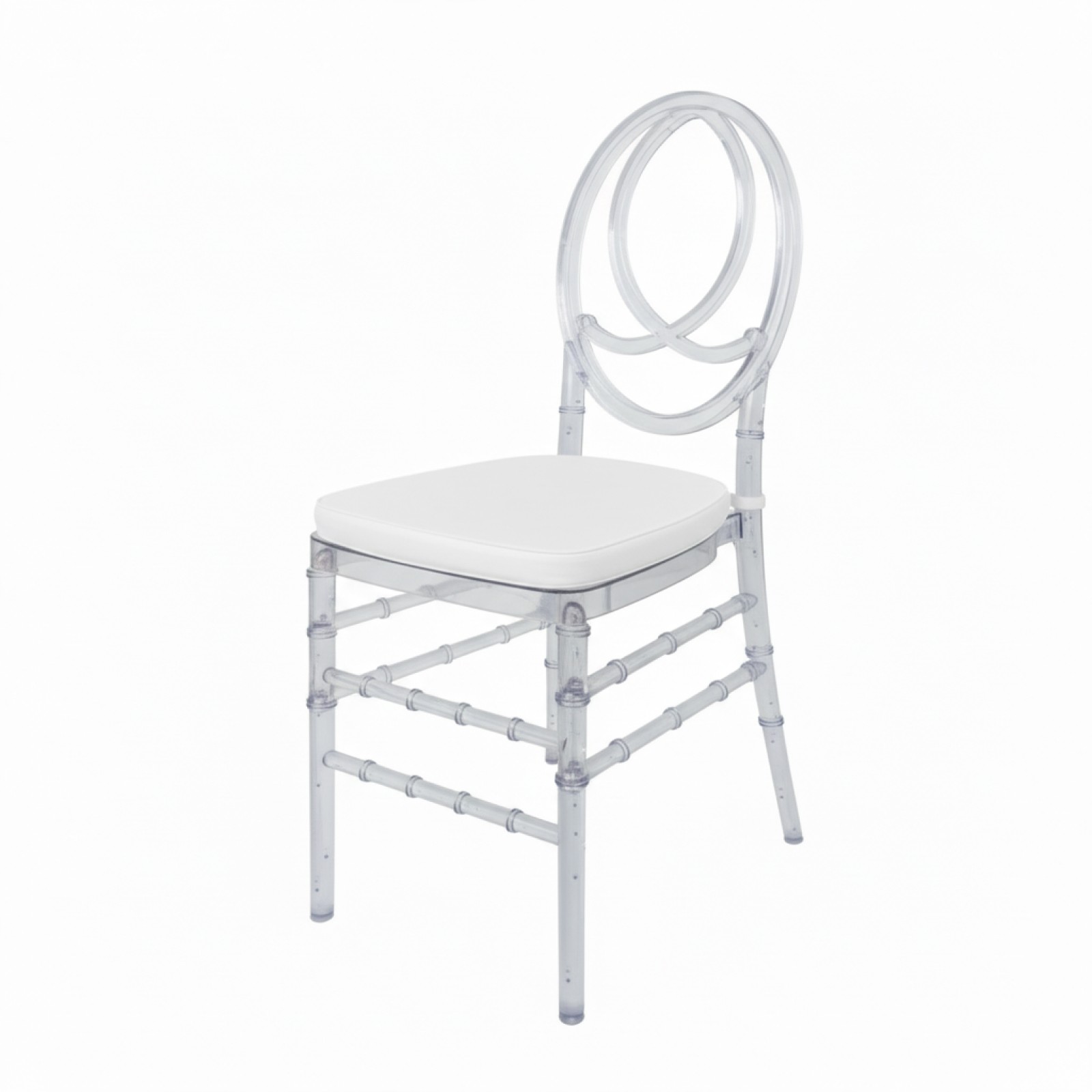 Set of 3 Clear Acrylic Chiavari Dining Ghost Chairs with Cushions for Banquet