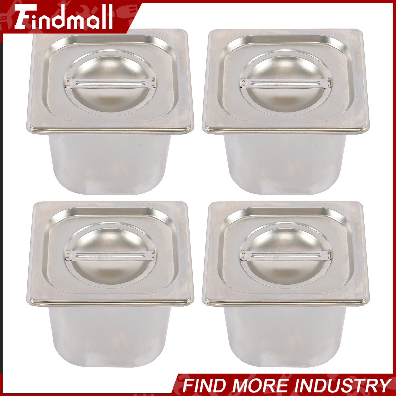 Findmall 4 Pack 6″ Deep Steam Table Pan Hotel Pans Food Prep Stainless Steel