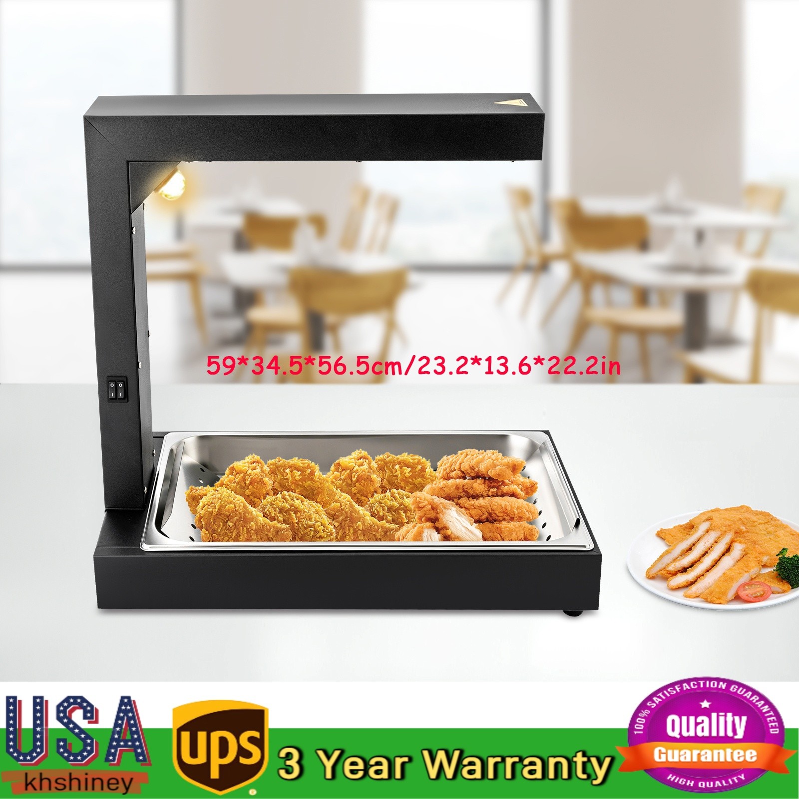 Commercial French Fry Food Warmer Fryer Dump Station Heat Lamp Stainless Steel
