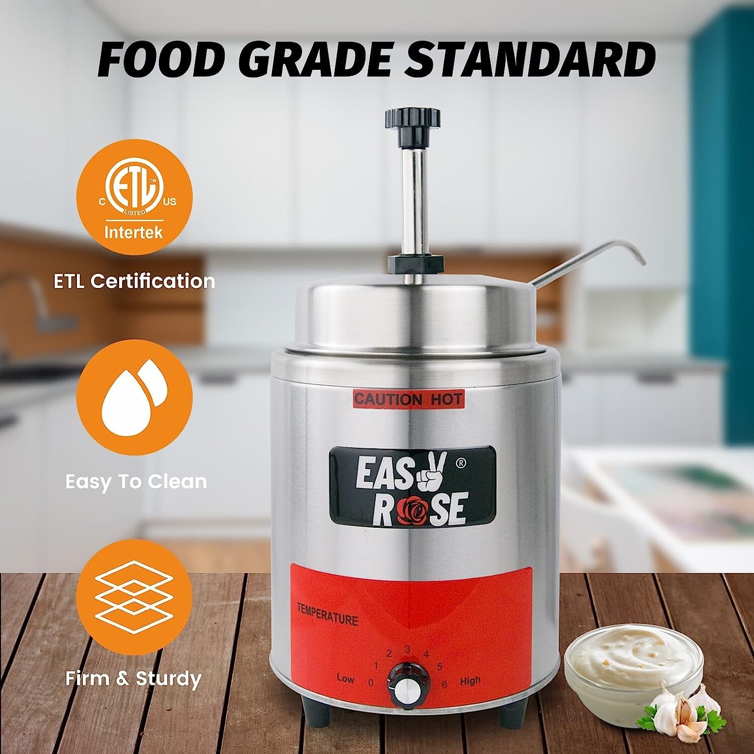Hakka 3.5 Qt Electric Sauce Warmer Pump Nacho Cheese Hot Fudge Warmer Dispenser
