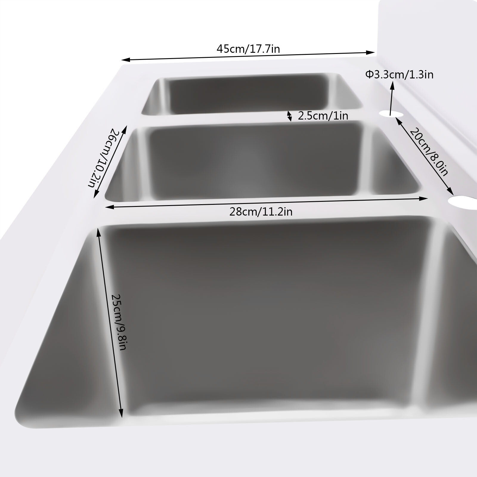 Commercial Sink Stainless Steel 3 Compartment Kitchen Utility Sink With Faucet