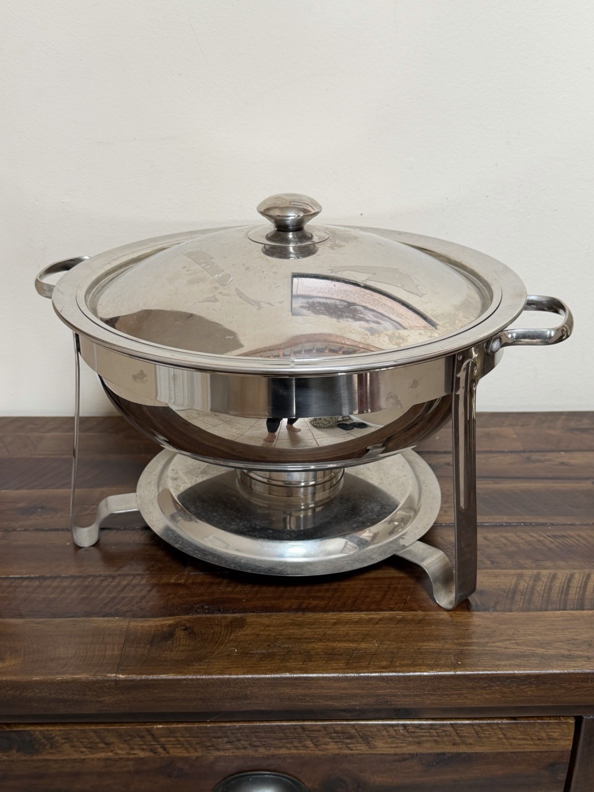 Round Chafing Dish Buffet Warmer With Lid Insert Dish Preowned