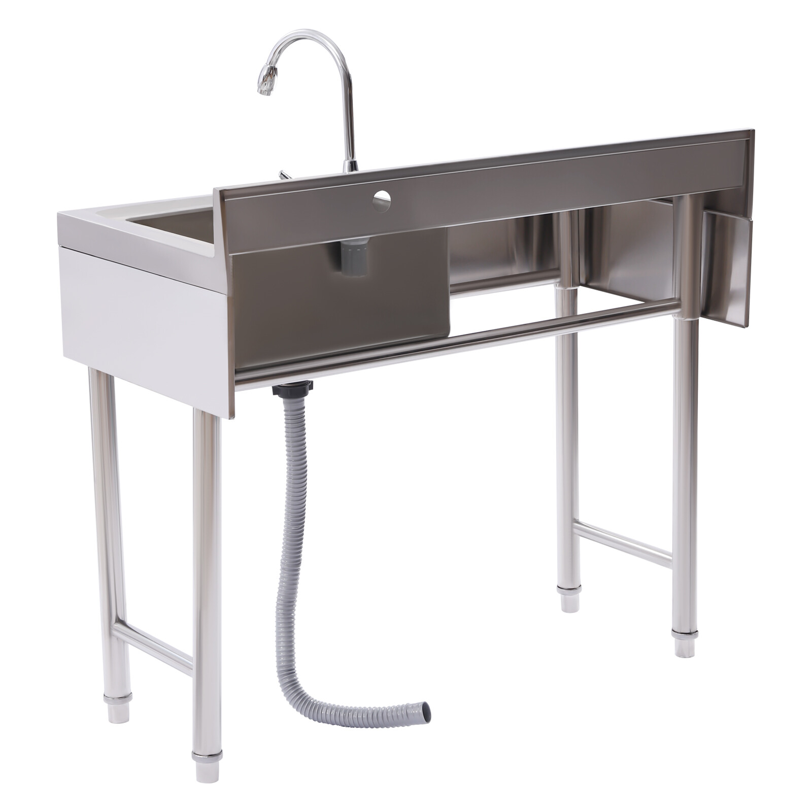 Stainless Steel Utility Sink Single Bowl Free Standing Kitchen Sink Farmhouse
