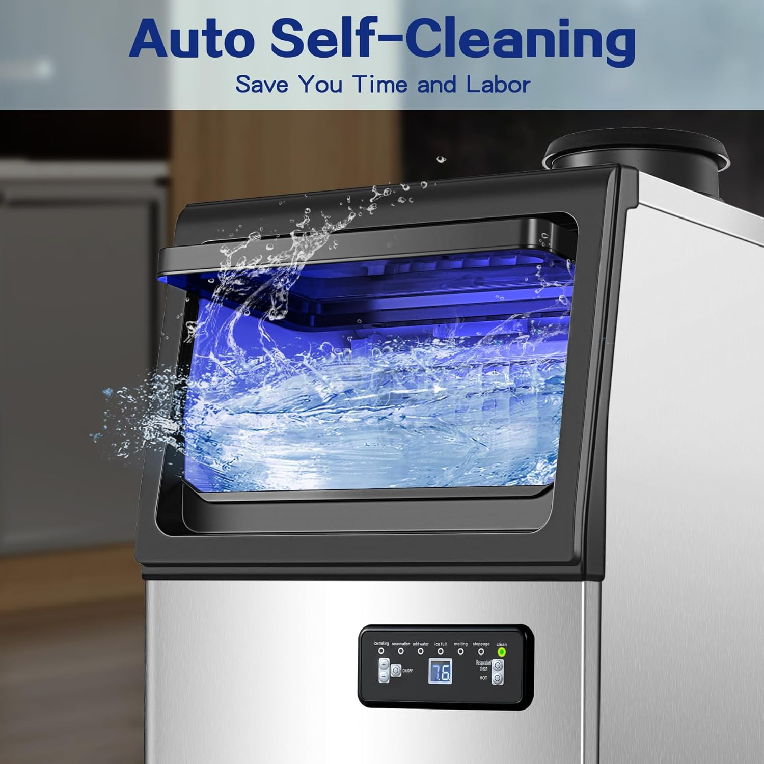 High Efficiency 110Lbs/24H Under Counter Ice Maker with Self-Cleaning Feature