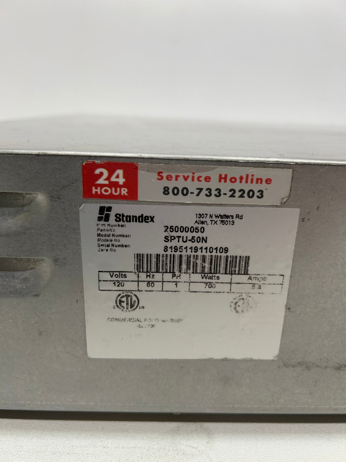 APW Wyott Standex SPTU-50N Commercial Food Hotdog Bun Warmer Thermo Drawer