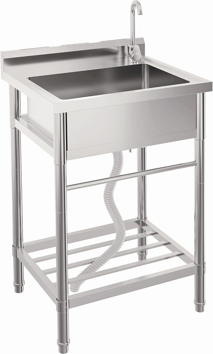 Stainless Steel Utility Sink Free Standing Single Bowl Commercial Kitchen Sink