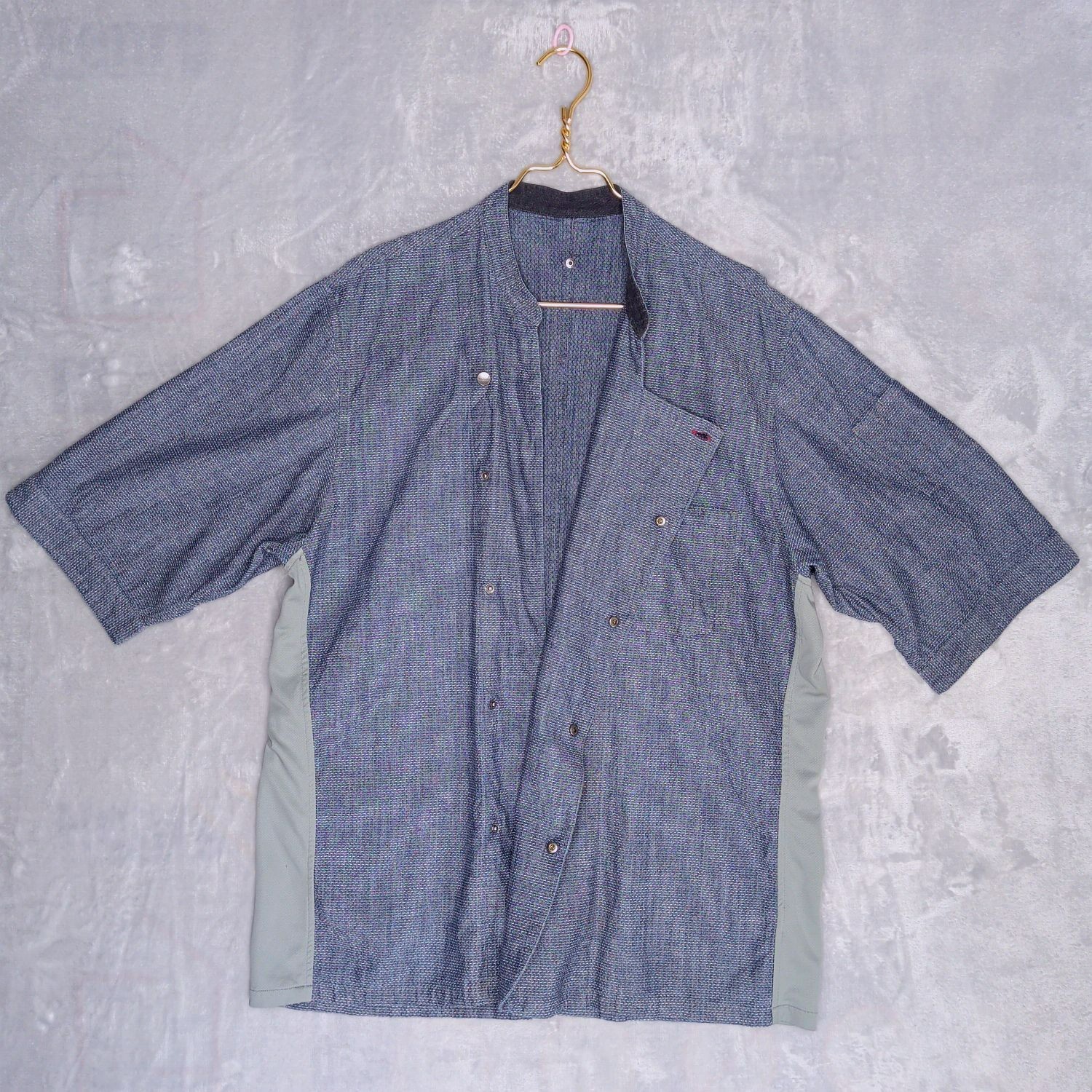 TILIT NYC Sashiko Stitch Blue Chef’s Coat Size 2XL Breathable Hidden Snap Front