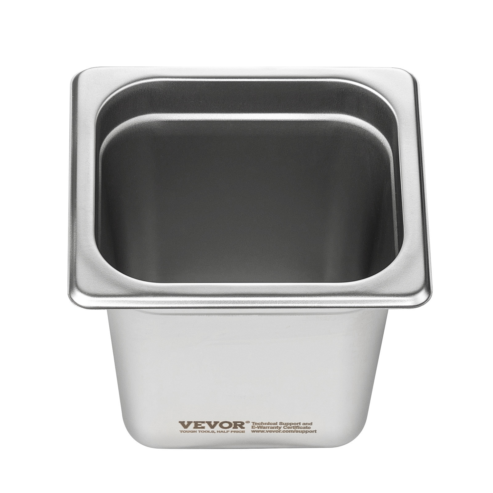 VEVOR 6 Pack 1/6 Size Hotel Pans Steam Table Pan Stainless Steel 6″ Deep