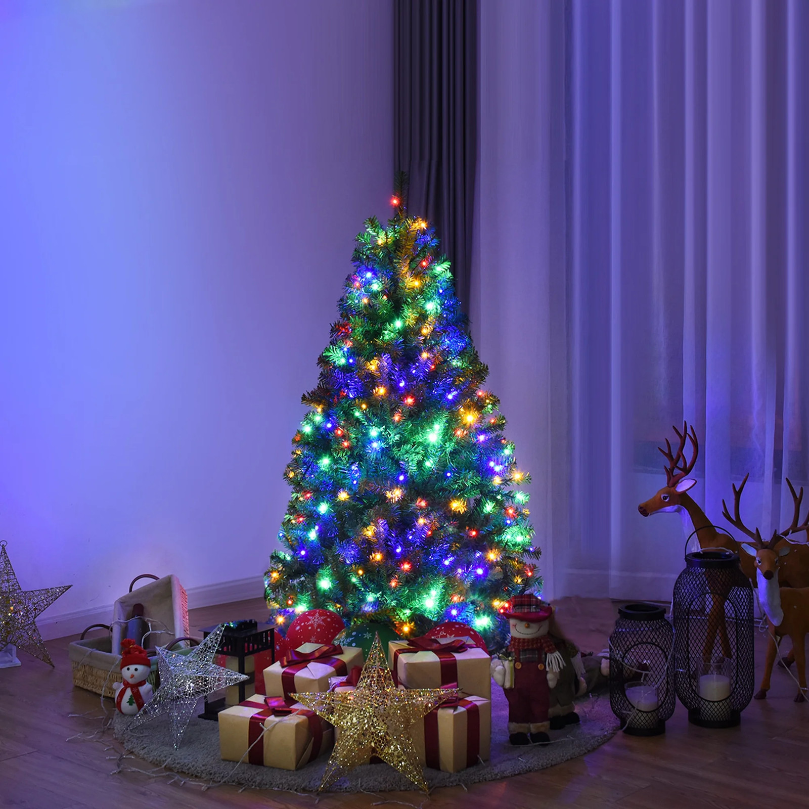 Costway 4Ft Pre-Lit Artificial Tree Hinged 100 LED Lights