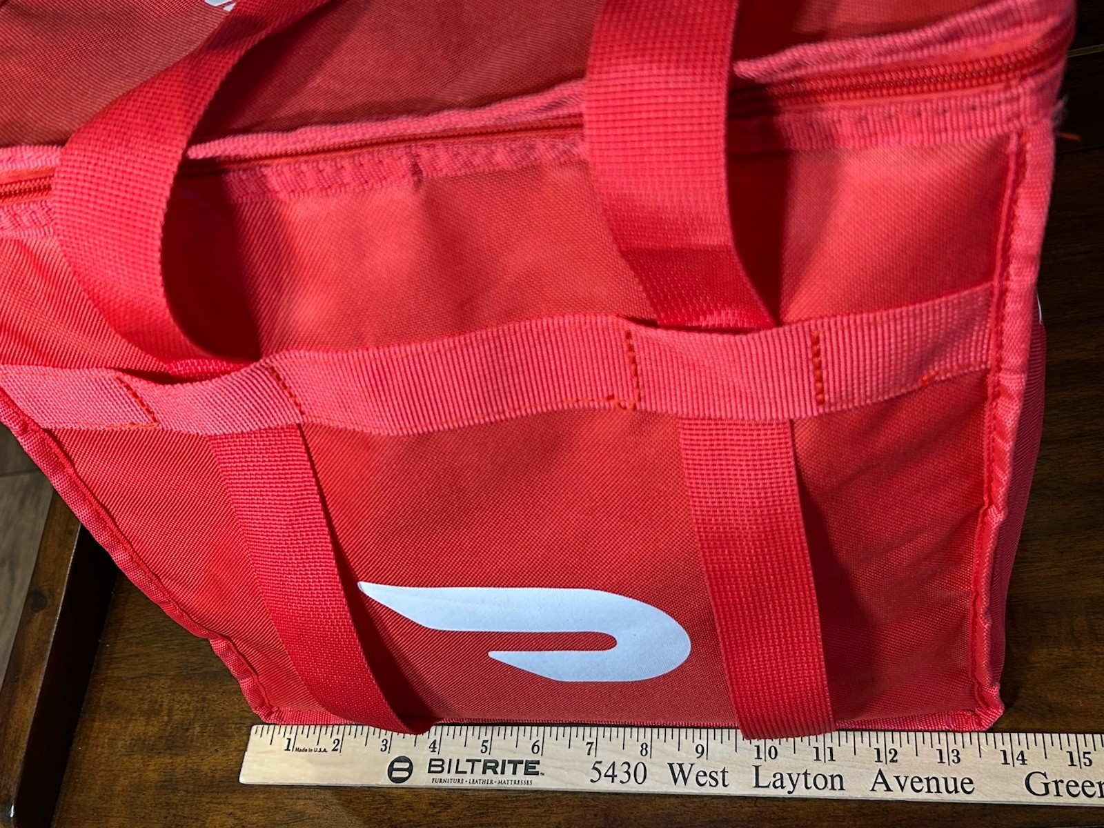 DoorDash Insulated Food Delivery Bag Tote Dasher Zippered Red 14x10x9.5 DDH686x