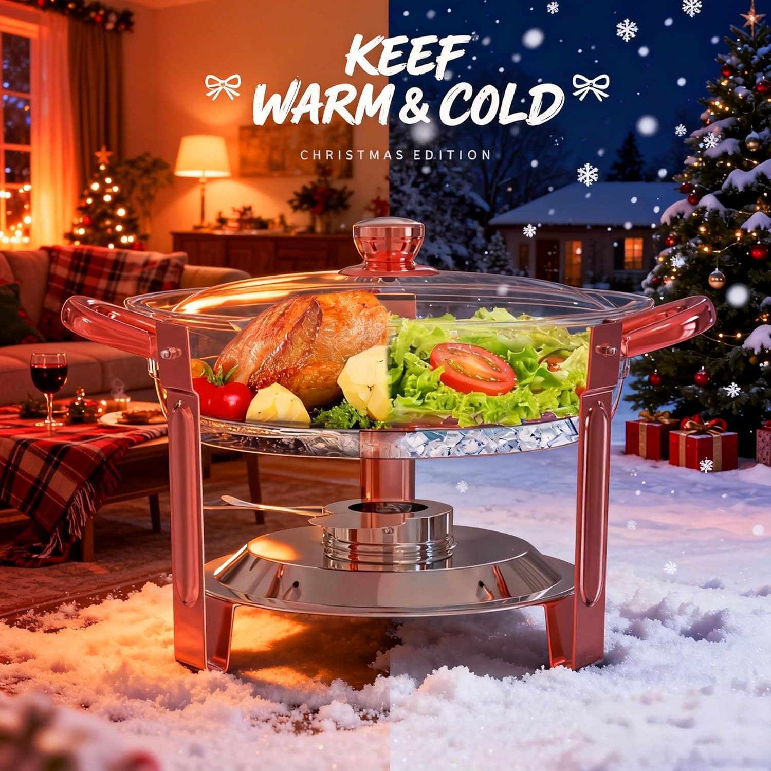 Chafing Dish Set – 2 Pack 6QT, Stainless Steel Buffet Food Warmers for Parties