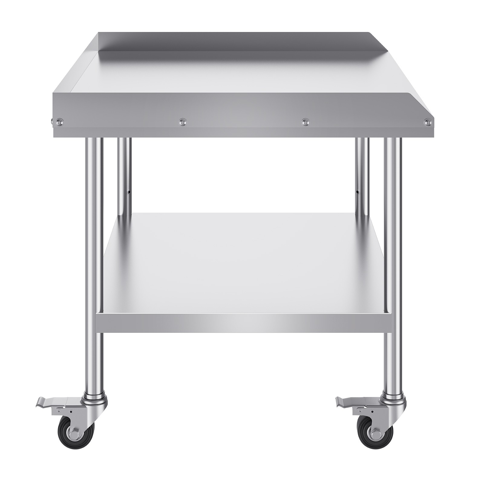 Stainless Steel Work Table 30x36x30 Inch with 4 Wheels & Backsplash
