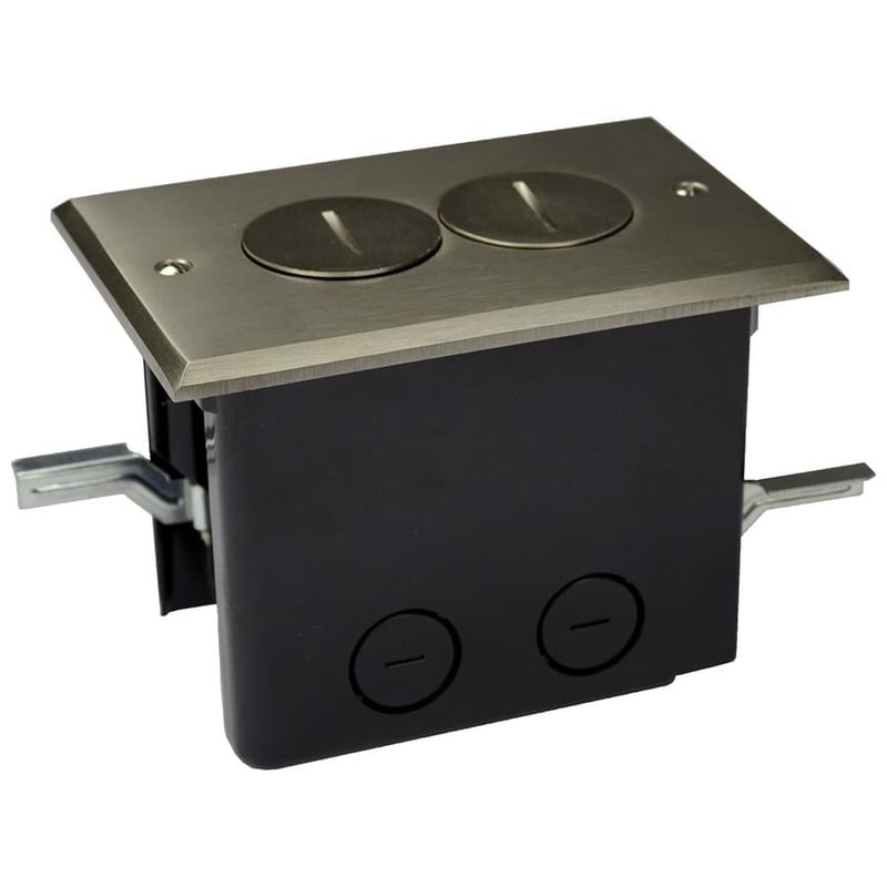 Allied FB-2N Rectangular Floor Box 1/2″ Nickel Plated Brass Duplex Cover
