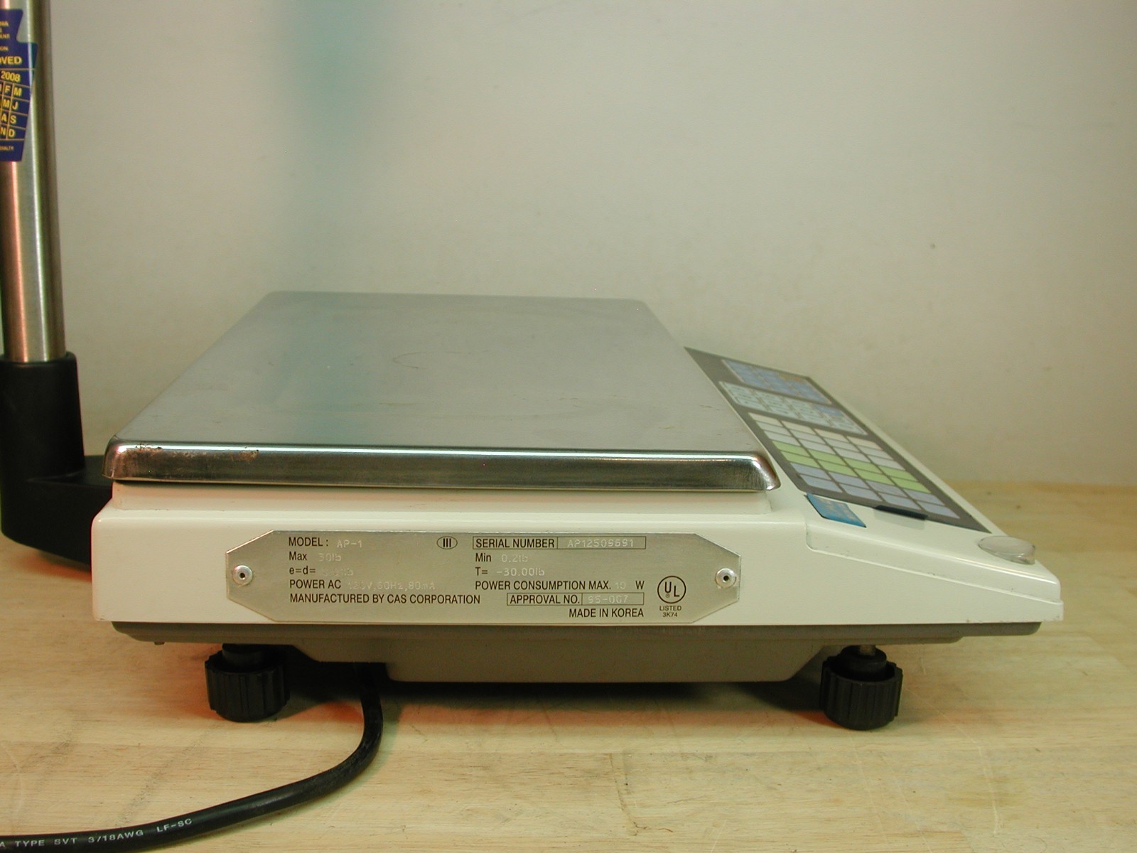 CAS model AP-1 – PRICE COMPUTING SCALE -30×0.01 lbs, 28 presets, customer dispay