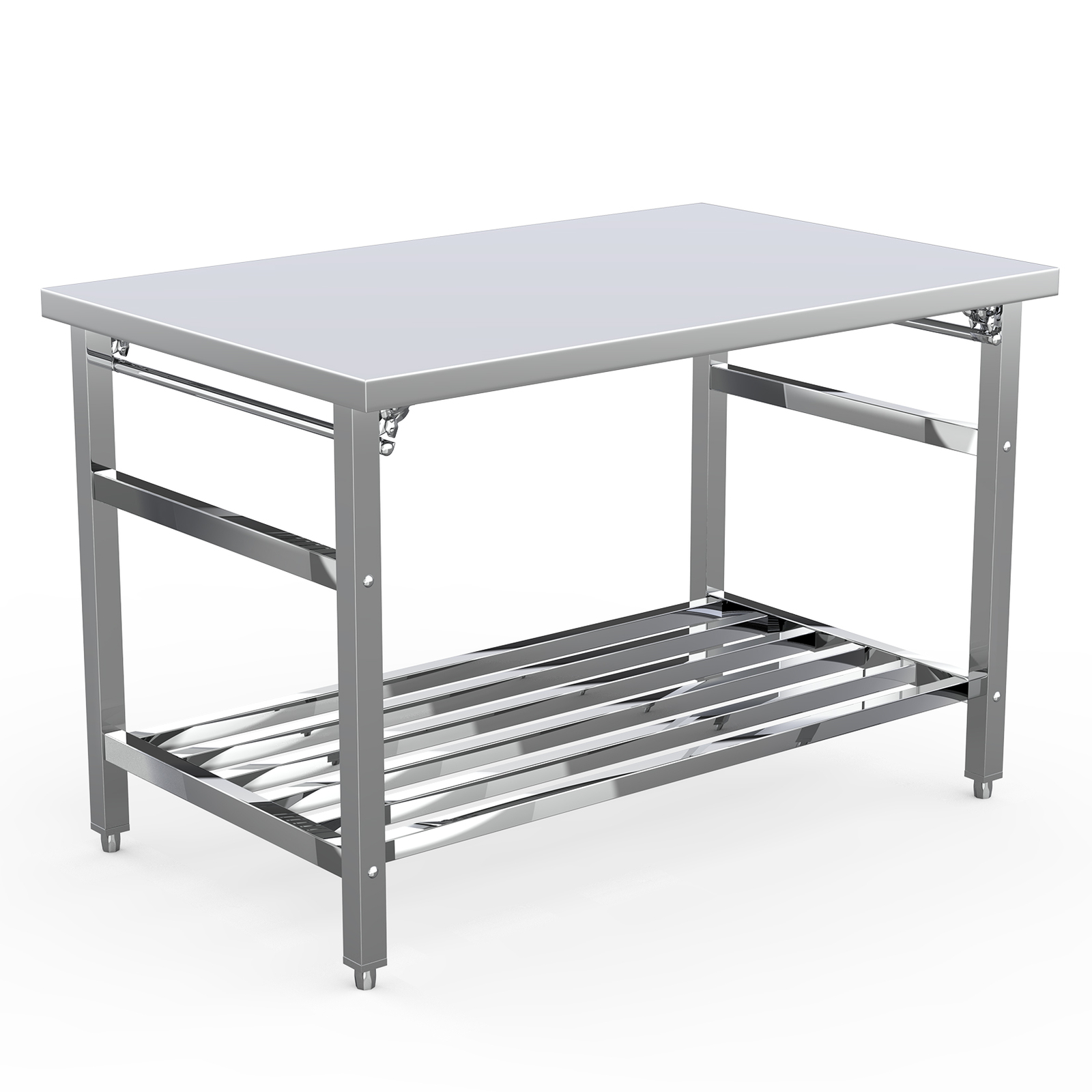 48″ x 30″ Stainless Steel Prep Table Folding Work Table w/ Adjustable Undershelf