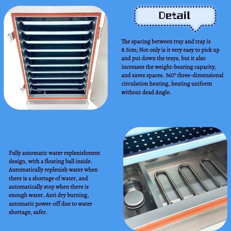 Electric 8 Floors Steamer 220V 3PH 9KW Electric Stainless Steel Steaming Cabinet