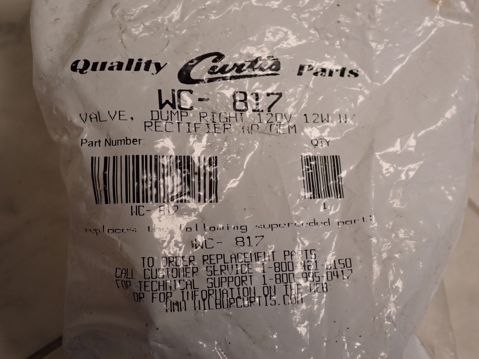 NEW Wilbur Curtis WC-817 Solenoid Valve, Dump, Right Hand, 120V, 12W