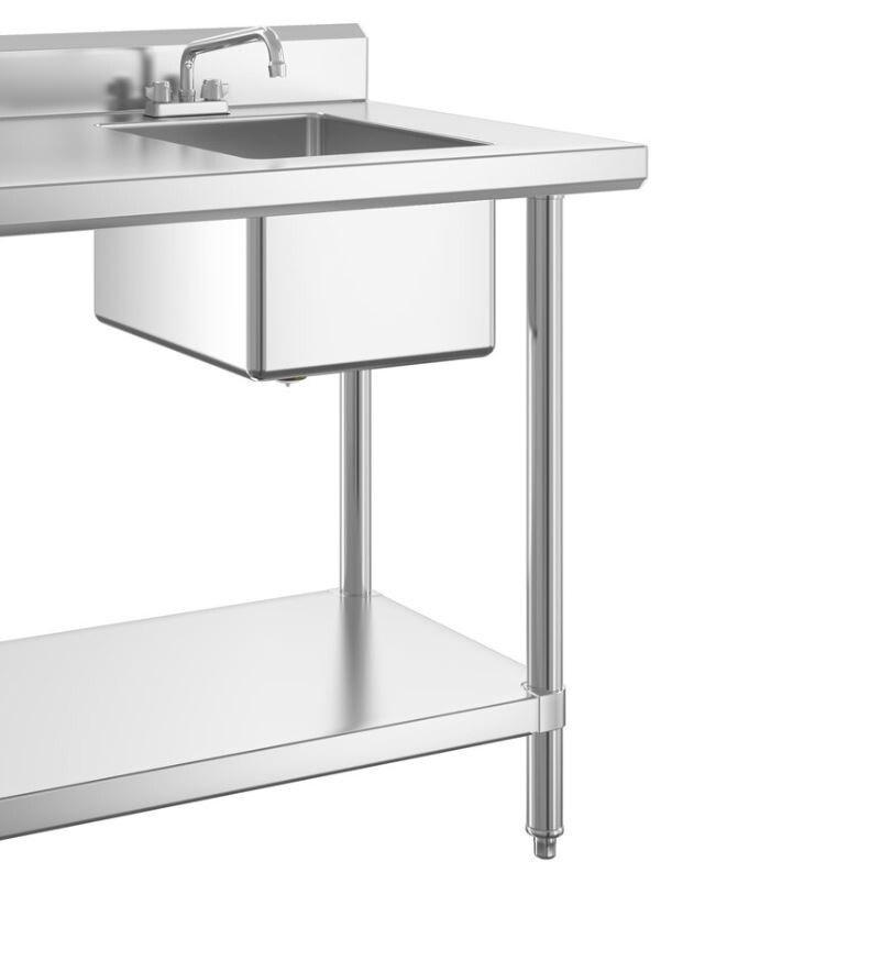 30″W x 72″L Stainless Steel Commercial Restaurant Work Table with Sink on Right