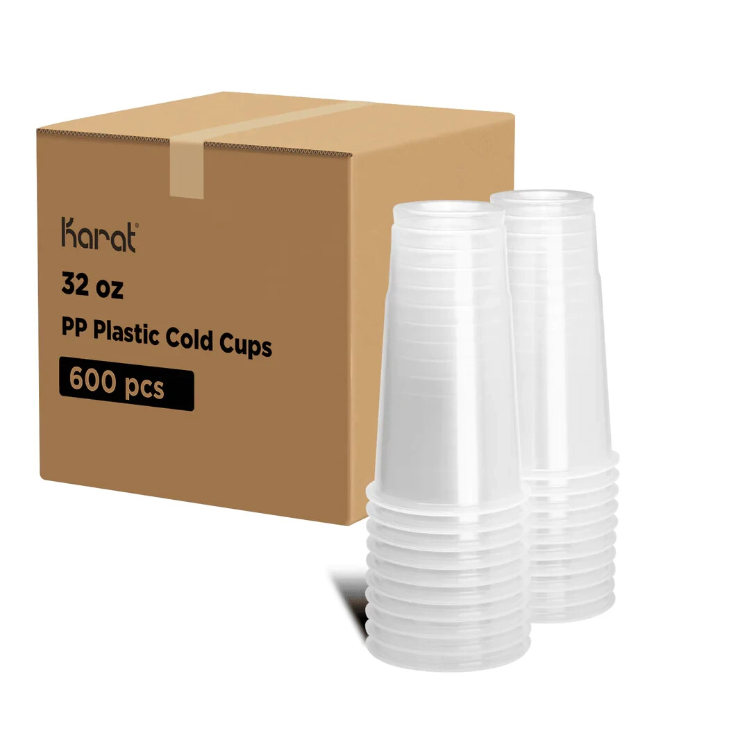 Karat 32oz Premium PP Plastic Cold Cups (104.5mm)/BPA free – 600 pcs, C-KPP32