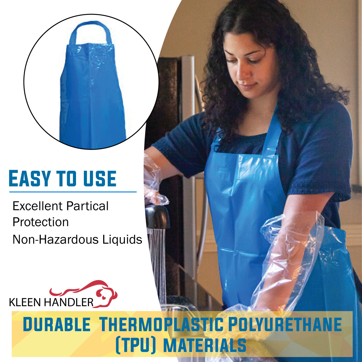 Waterproof TPU Bib Thick Apron, 7.8 Mil, Oil & Water Resistant