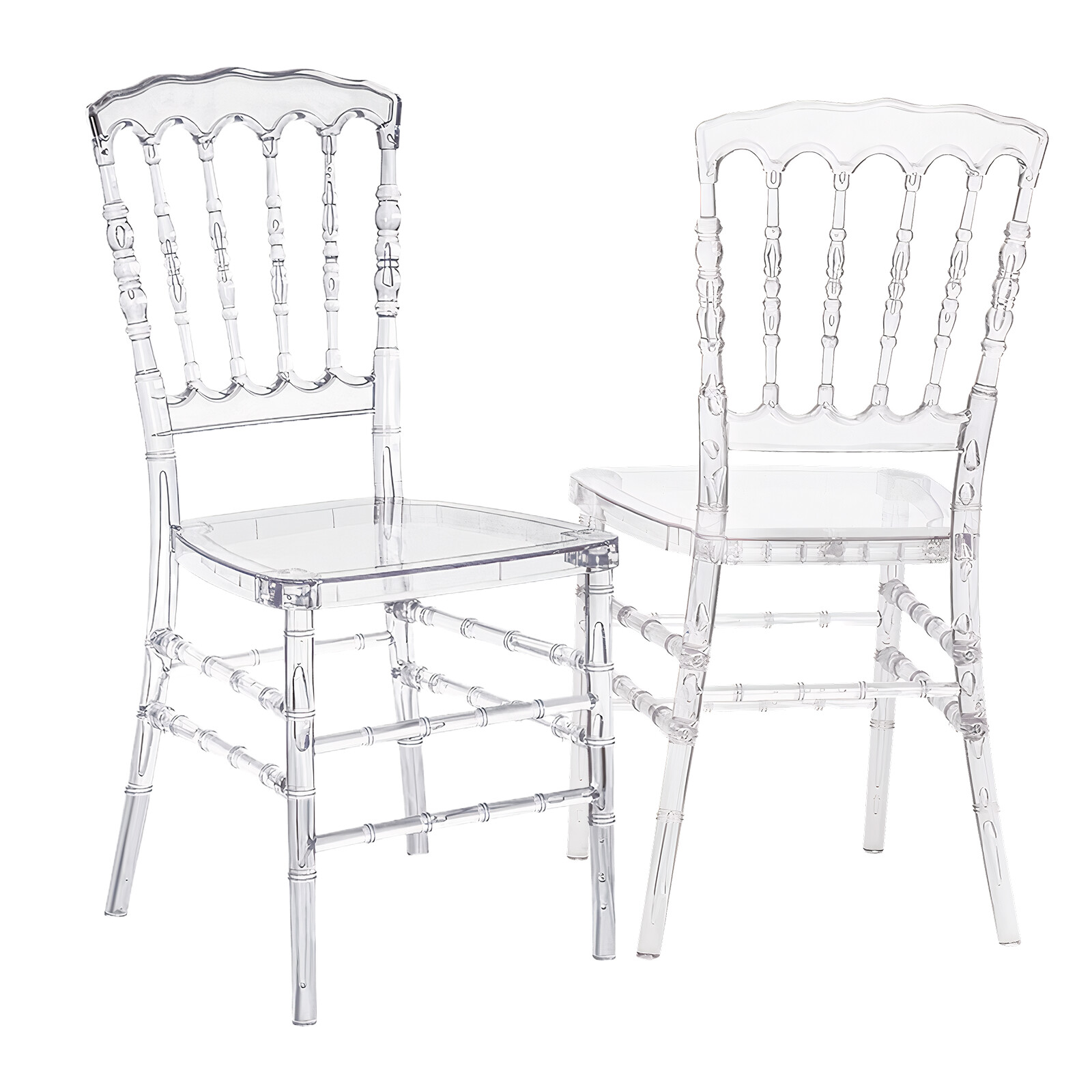 Clearance Set of 4 Ghost Acrylic Transparent Clear Stackable Dining Chairs