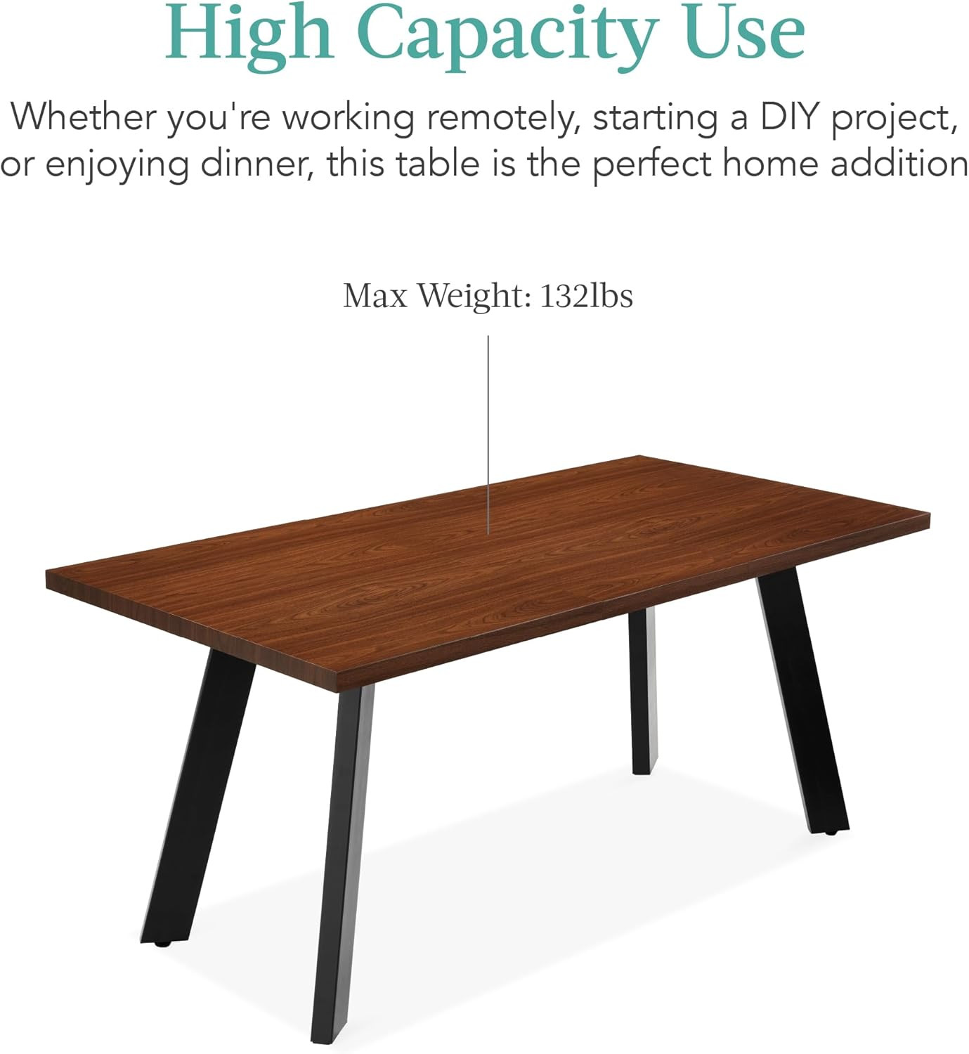 Modern Expandable Dining Table 47-63″ for 6, Brown with Leaf Extension