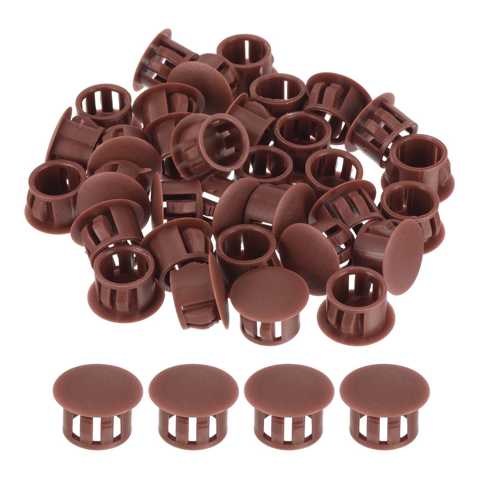 32Pcs 13mm Red-Brown Nylon Plastic Round Locking Hole Plugs Insert End Caps