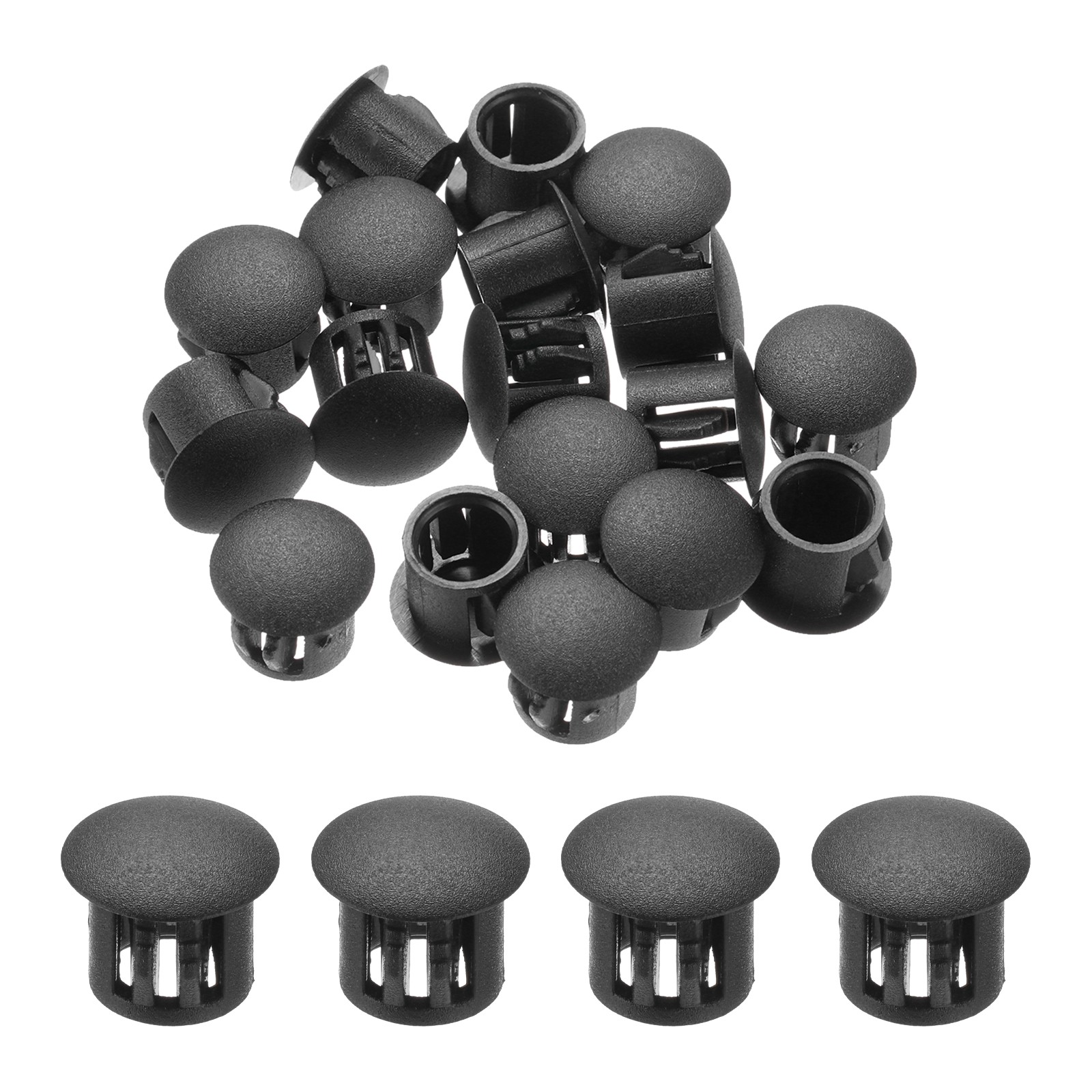 32Pcs 11mm 4/9″ Black Nylon Plastic Round Locking Hole Plugs Insert End Caps
