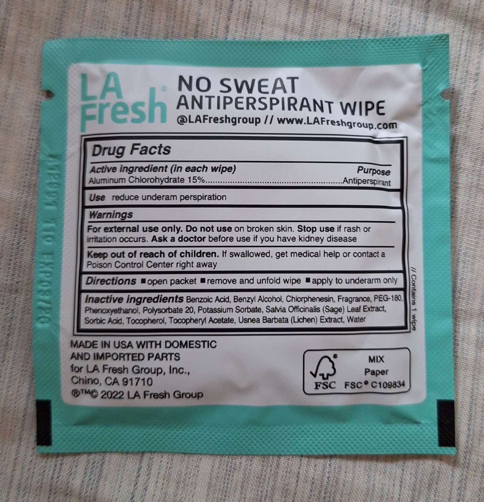 La Fresh Travel Lite Antiperspirant and Body Wipes – 48 Individually Wrapped