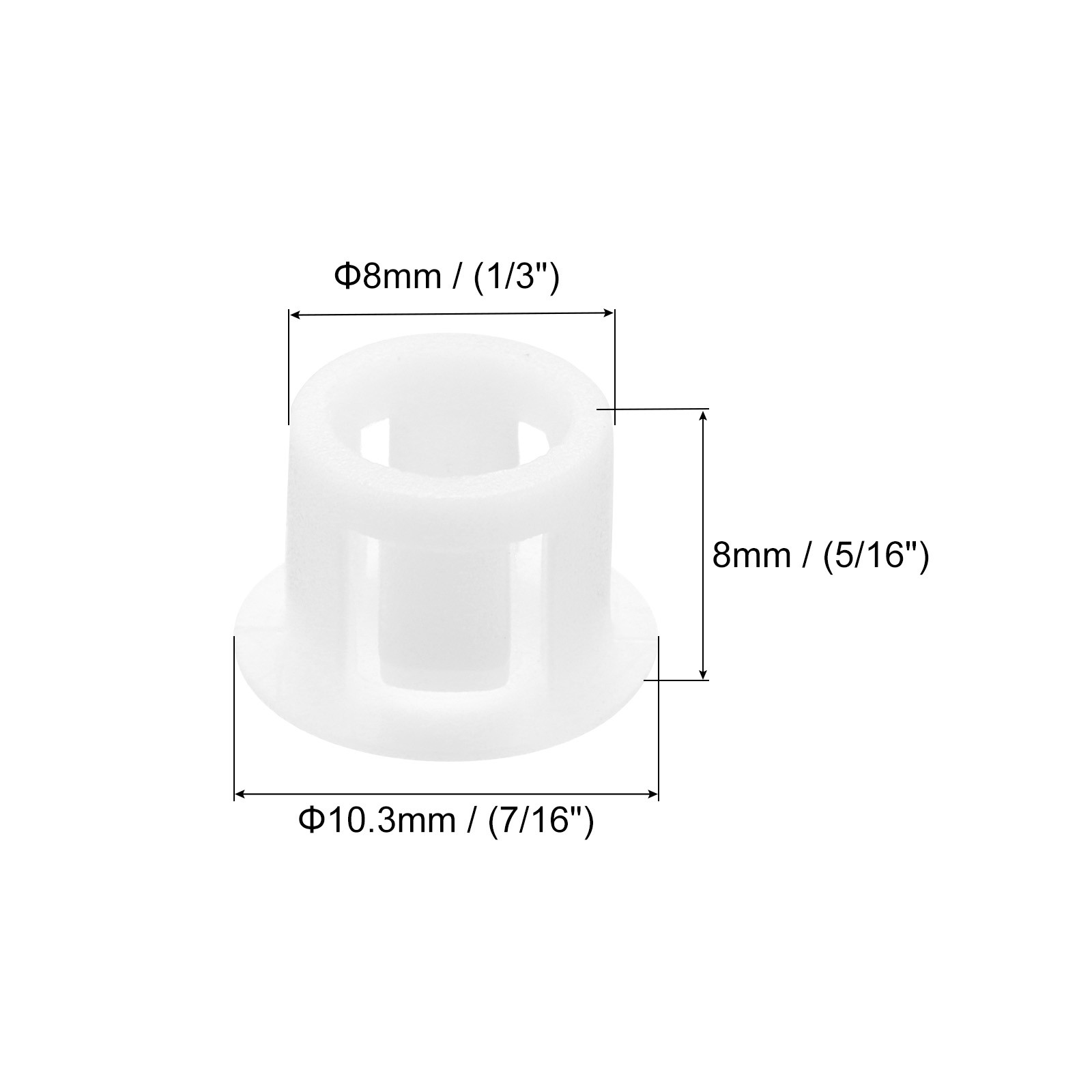 32Pcs 8mm(5/16′) White Nylon Plastic Round Locking Hole Plugs Insert End Caps