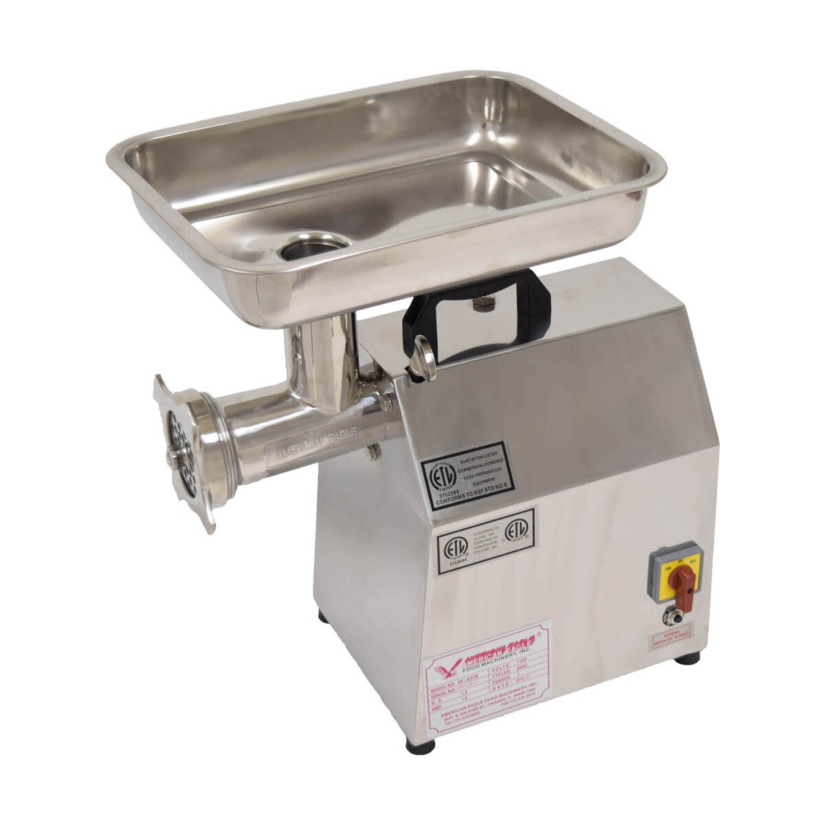 American Eagle AE-G22N Bench Model Electric Meat Grinder, #12 Hub, 1.5 HP