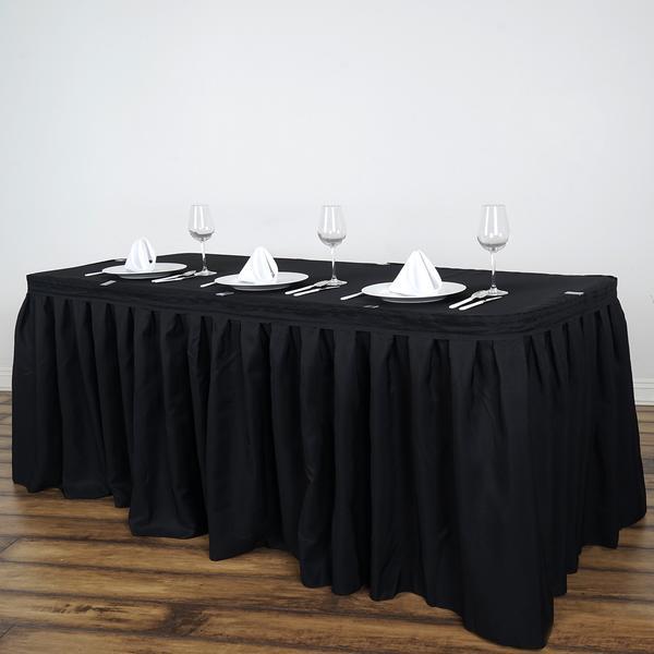 Black 21 feet PLEATED TABLE SKIRT POLYESTER Fabric Tradeshow Wedding Catering