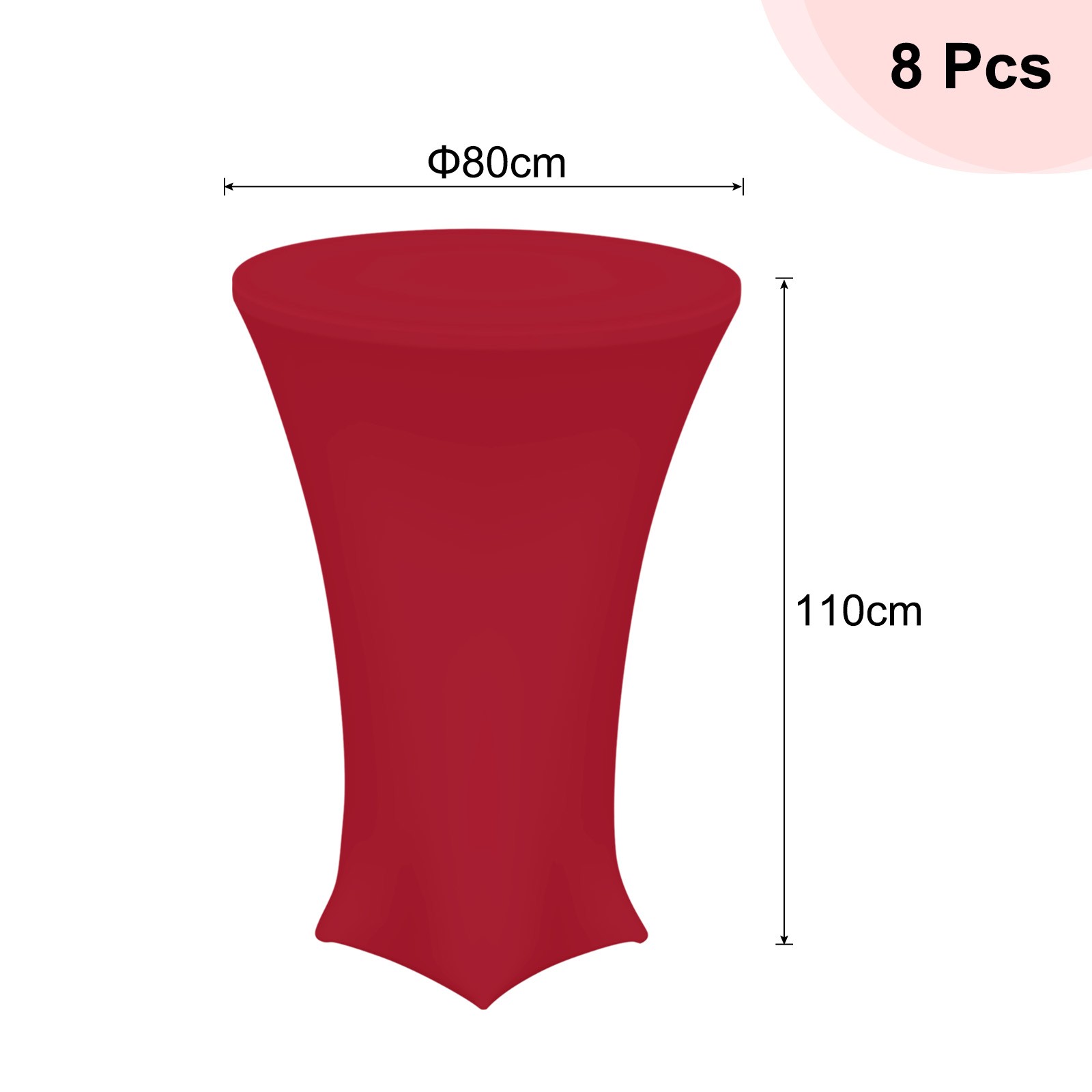 8 Pcs 31.5″x43″ Highboy Spandex Cocktail Table Covers, Burgundy