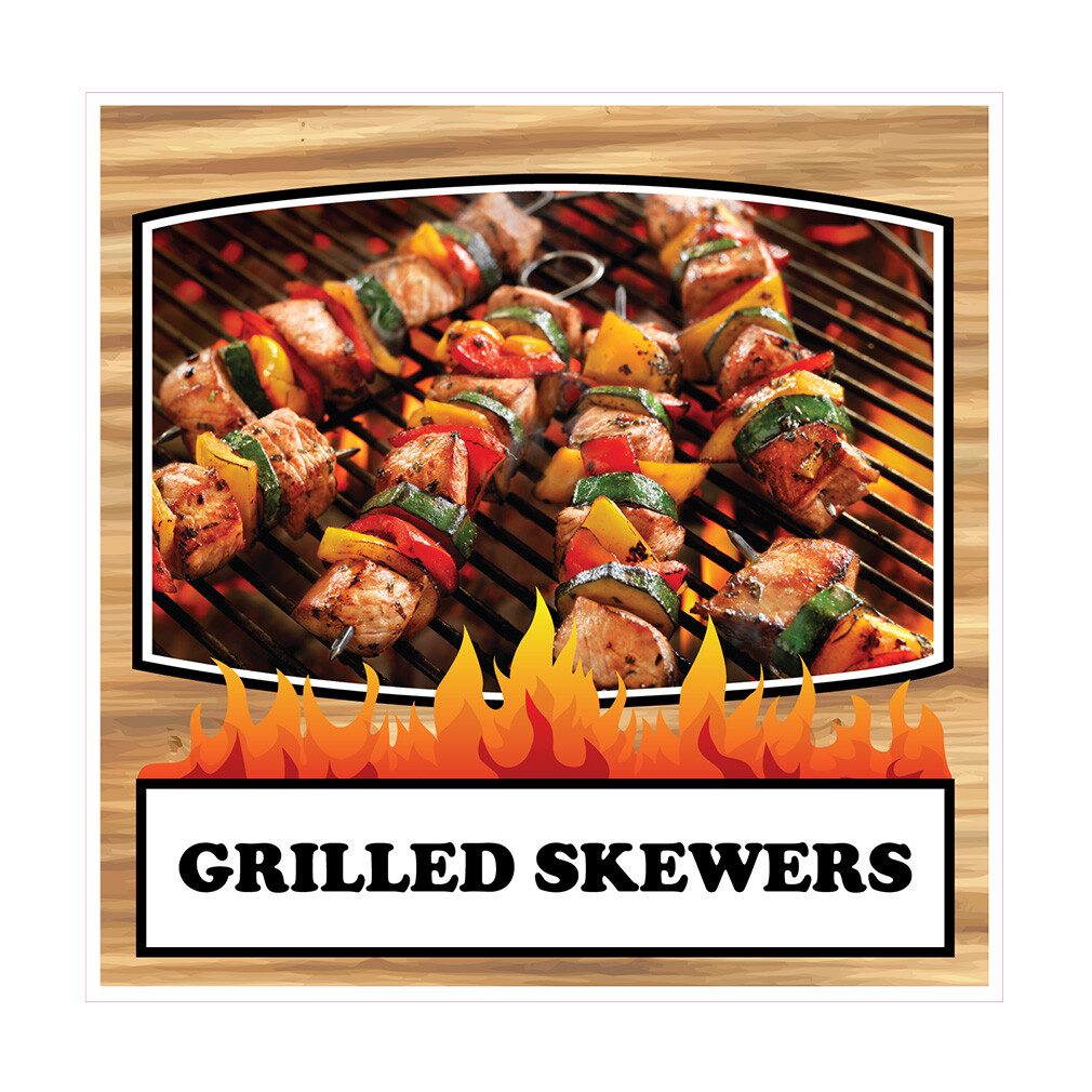 Food Truck Decals Grilled Skewers Restaurant & Food Concession Sign Brown