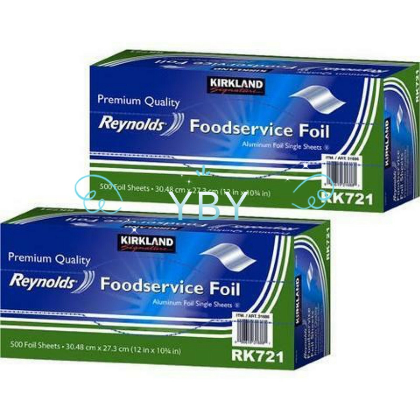 2X Kirkland Reynolds Foodservice Aluminum Foil 12×10.75 Single,Total 1000 Sheets