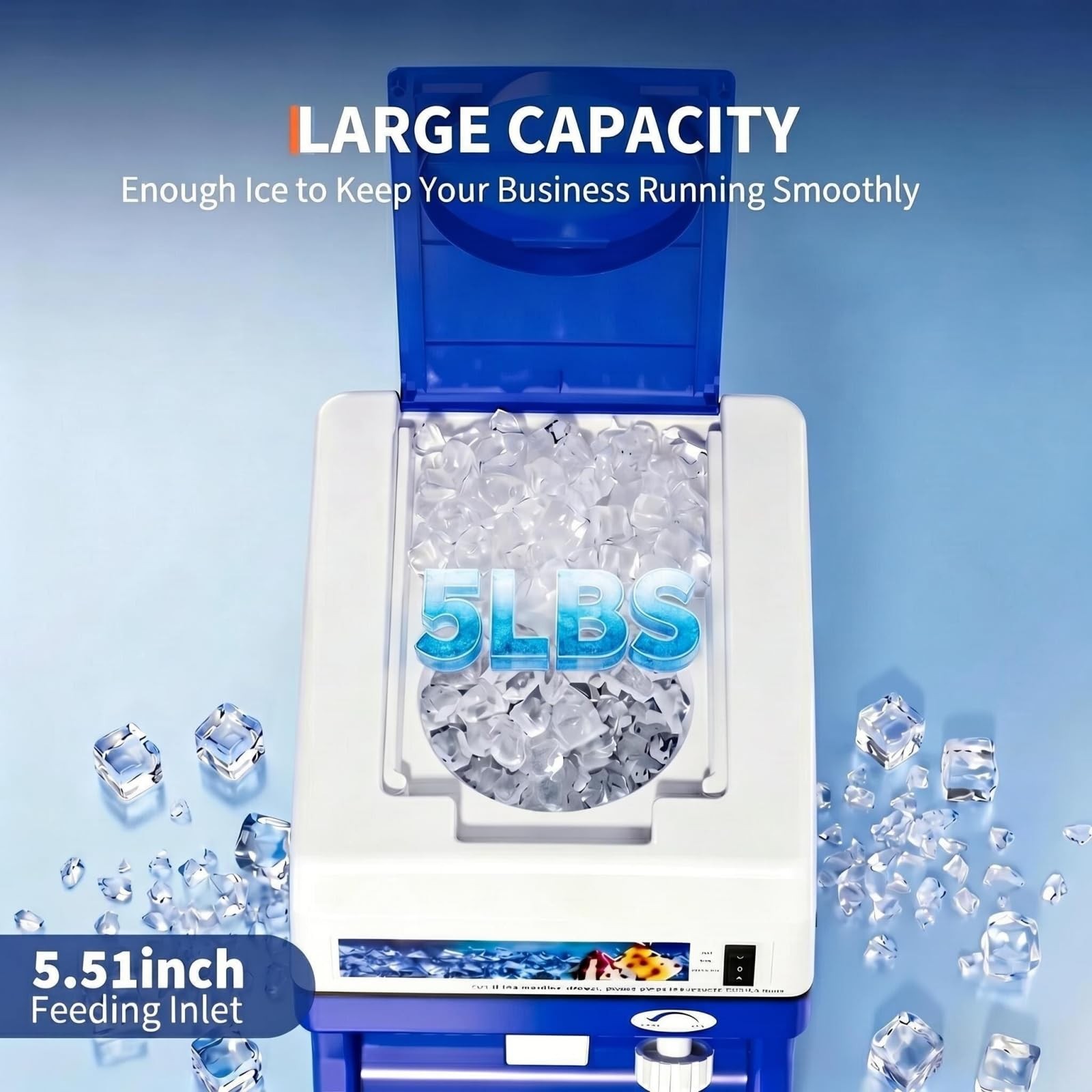 Electric Ice Shaver Machine 300LBS/H, 500W, 500RPM, Tabletop Snow Cone Crusher
