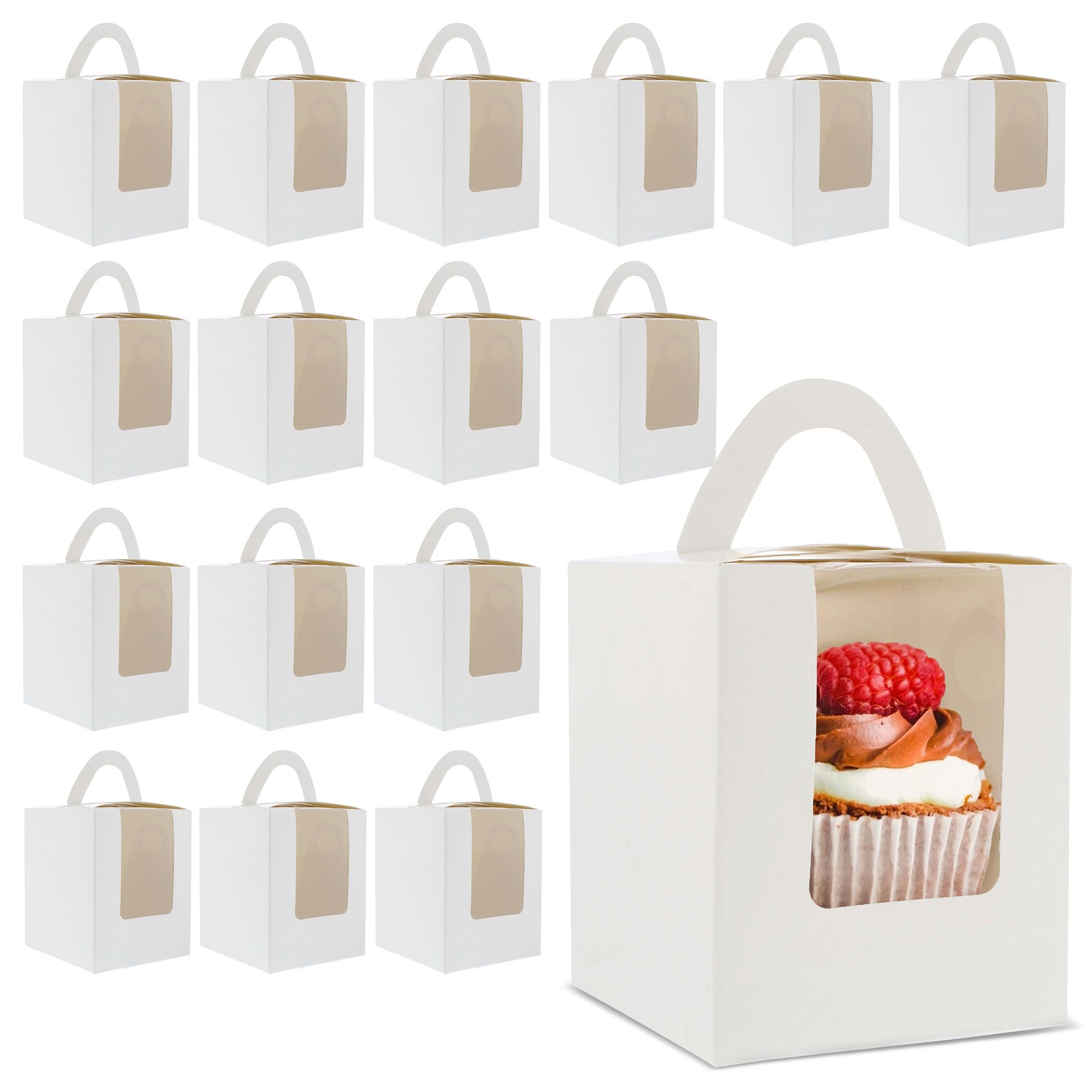 Spec101 Cupcake Containers 100pk – Individual White Cupcake Box with Inserts