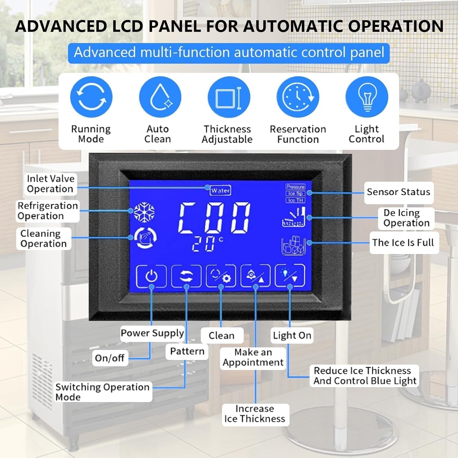 110lb Built-in Commercial Ice Maker Stainless Steel Bar Restaurant Cube Machine