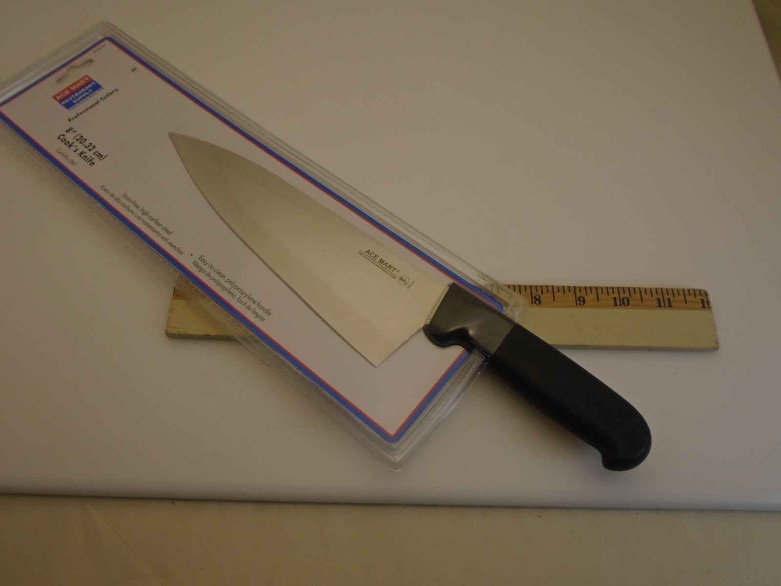 Pro Knife Commercial 8 inch Chefs Cooks Knife Stainless Wide Blade Black Handle