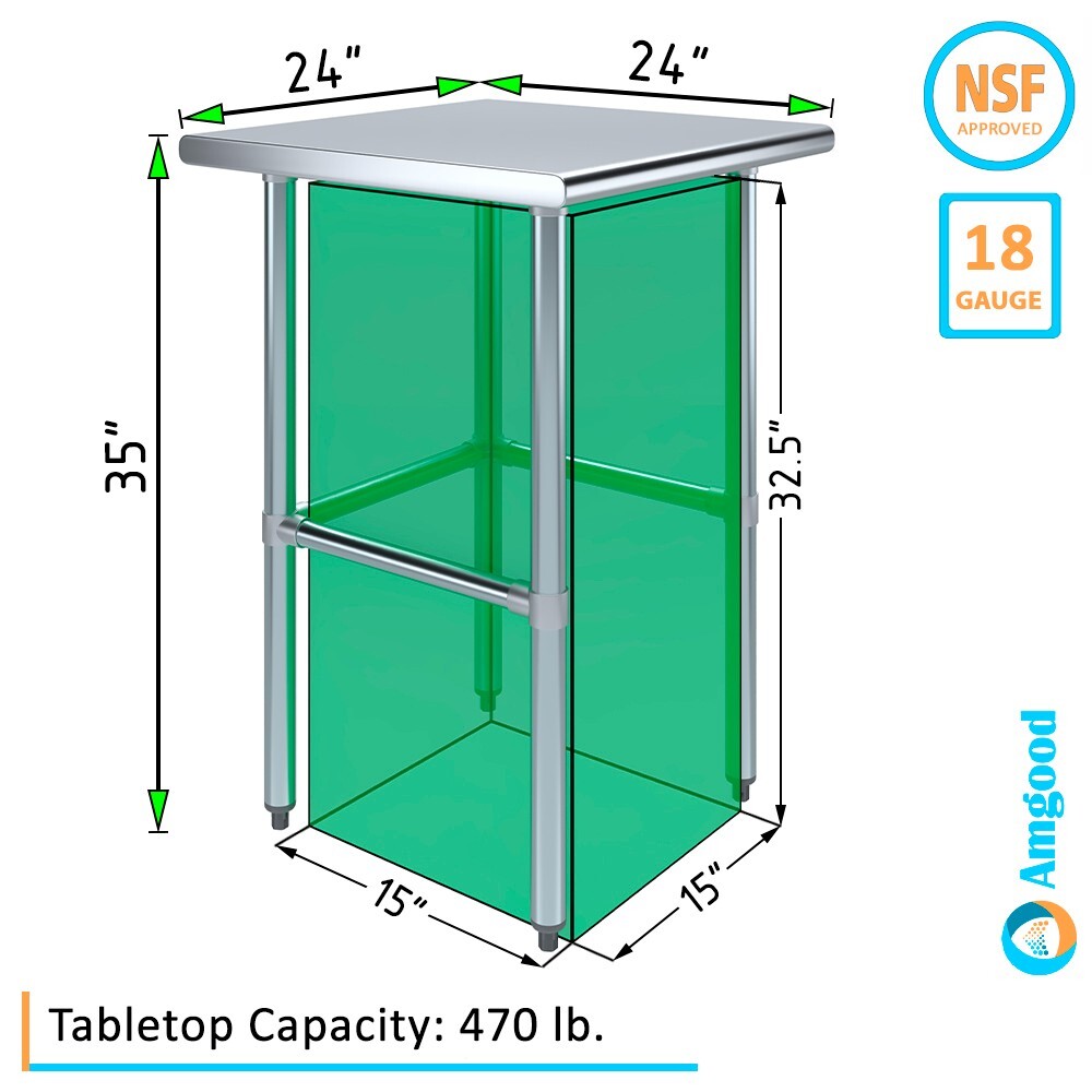 24 in. x 24 in. Open Base Stainless Steel Work Table | Residential & Commerciali
