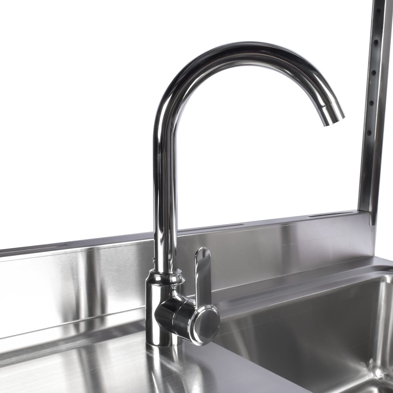 39.4in Stainless Steel Utility Right Sink Single Bowl Sink w/ Shelves Drainboard