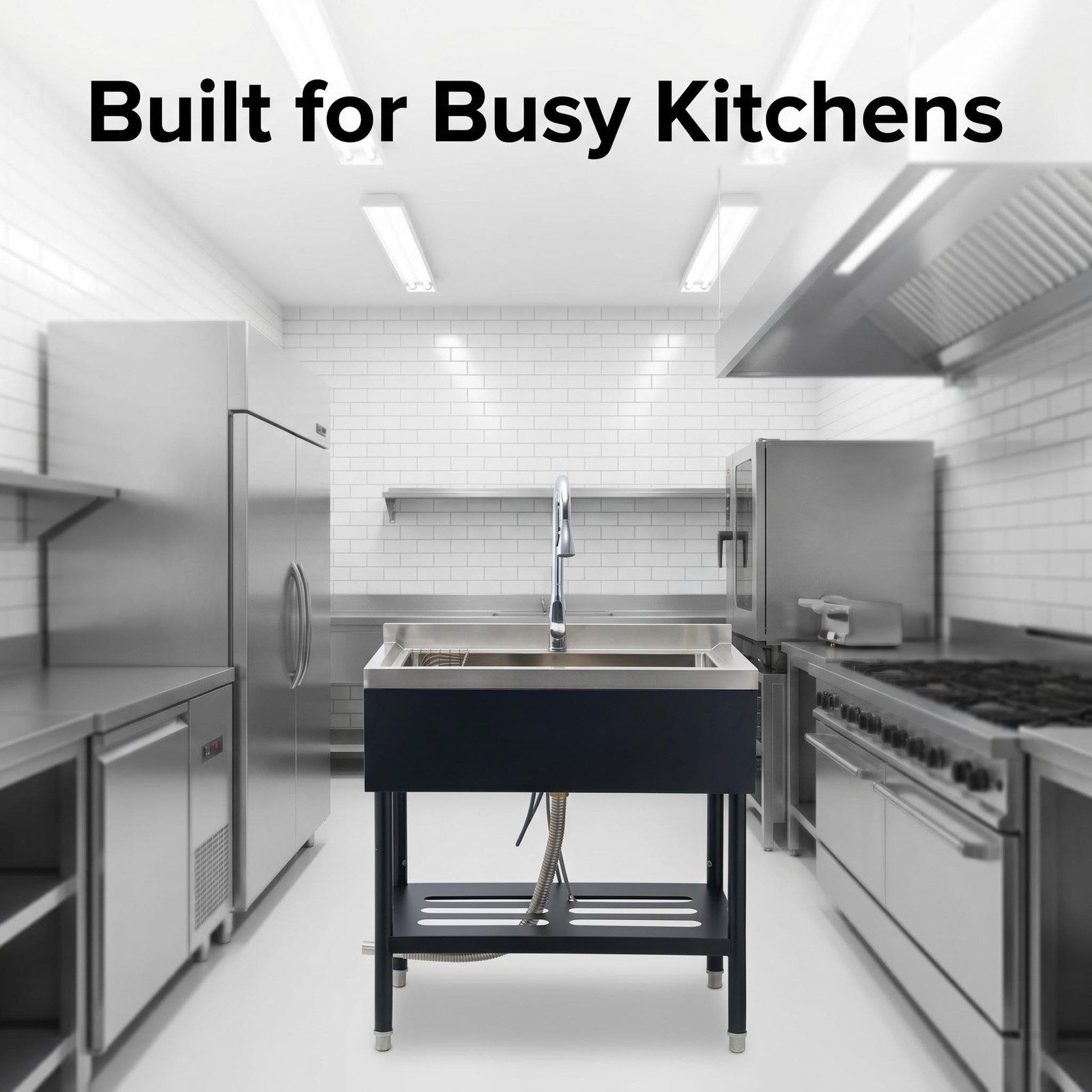 Stainless Steel Utility Sink ,Kitchen Prep Sink Laundry Sink w/ Pull-Out Faucet