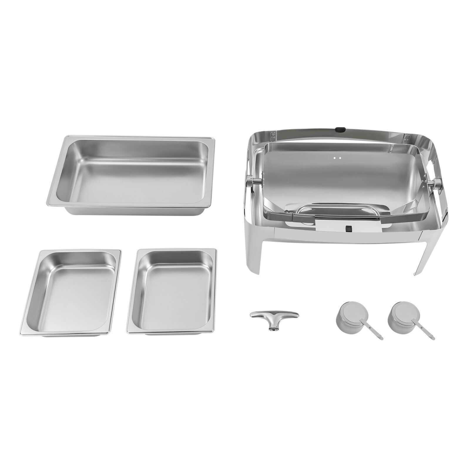 9.54QT Stainless Steel Chafer Buffet Chafing Dish Set Roll Top Food Warmer New!