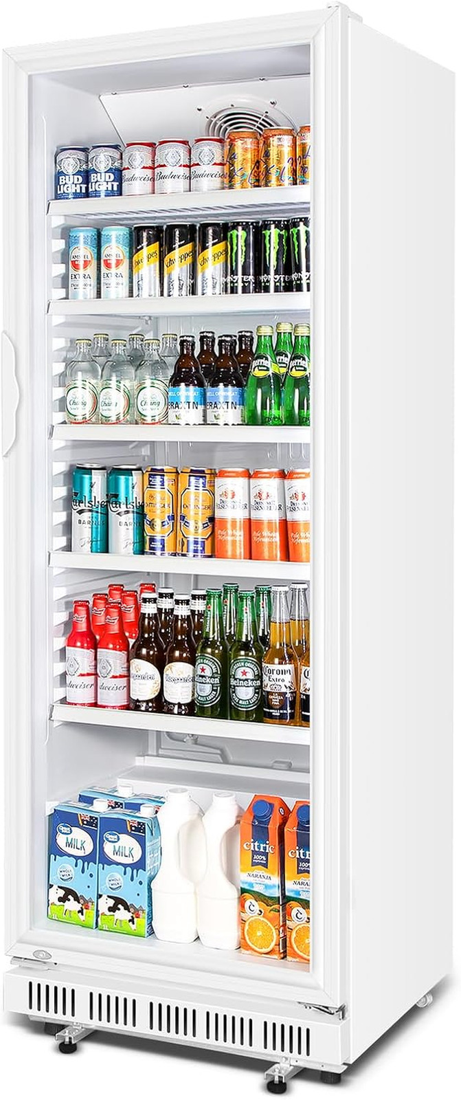 Commercial Beverage Refrigerator, 24.5 Inch 15 Cu. Ft. Drink Fridge, Display Ref