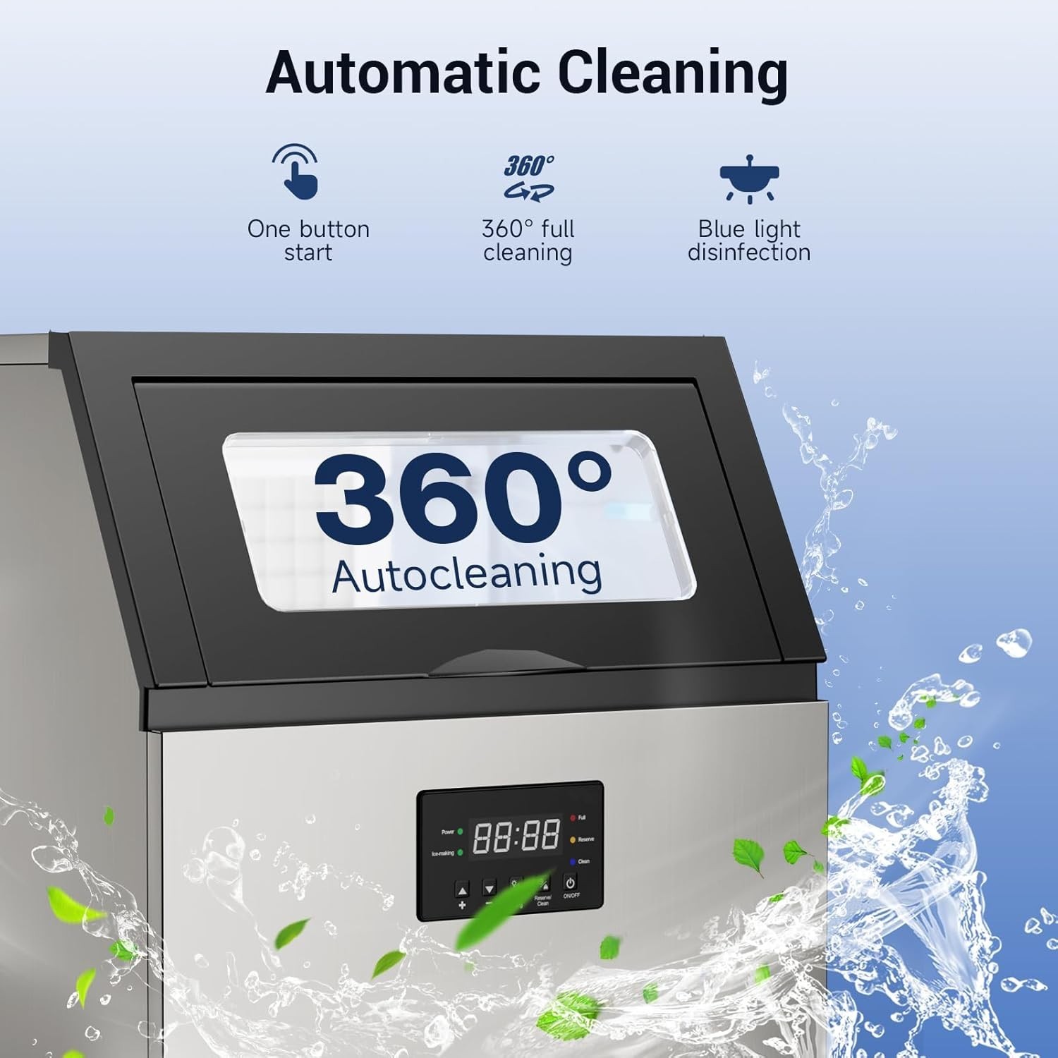 Commercial Ice Maker 200LBS/24H Ice Machine with 40 LBS Storage Ice in 8-15 min