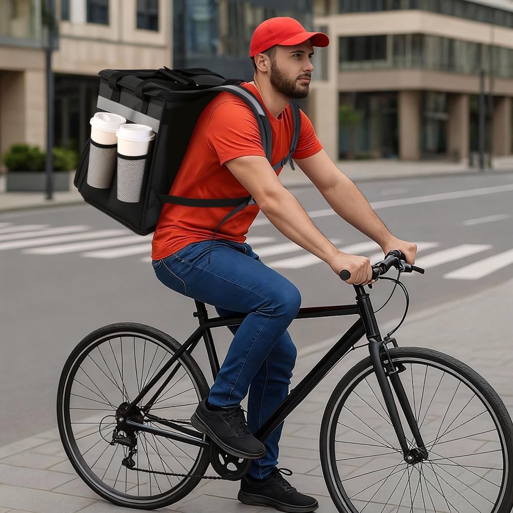 Food Delivery Bag,Large Insulated Backpack for Doordash/Uber Eeats, Expandable C